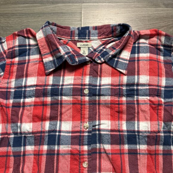 L.L. Bean Women’s Scotch Plaid Flannel Shirt - Red/White/Navy - Picture 2 of 5